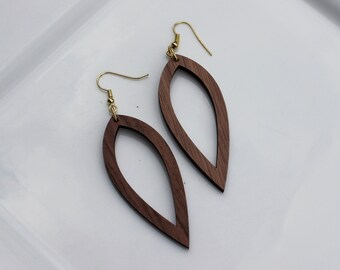 Wood Leaf Earrings Minimalist Gifts for Her