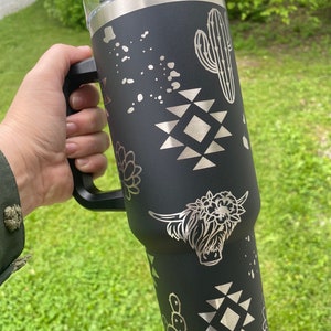 Engraved 40oz Tumbler | Fanley 40oz Tumbler | Aztec Tumbler | Cowgirl Tumbler| Cactus Tumbler | Western Theme | other colors available