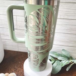 Engraved 40oz Tumbler | Fanley 40oz Tumbler | Monstera Tumbler | Leaf Foliage Tumbler| Bay Leaf Matte Tumbler other colors available