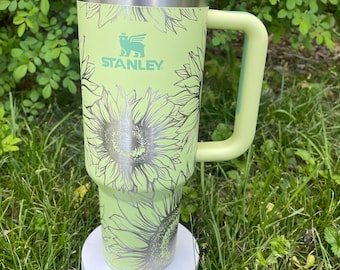Stanley Engraved | Engraved 40oz Tumbler | Stanley H2.0 Quencher | Floral Tumbler | Sunflower Tumbler