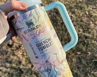 Engraved Peony Stanley Tumbler: Floral 30oz H2.0 Quencher
