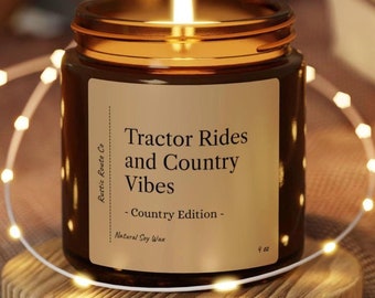 Paseos en tractor y vibraciones campestres - Edición campestre / Vela de cera de soja / Regalo perfecto para esposo, amigos, novio, novia