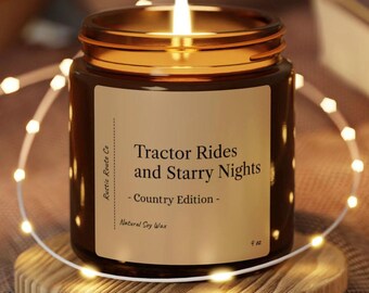 Paseos en tractor y noches estrelladas - Edición Country / Vela de cera de soja / Regalo perfecto para abuelos, mamá papá amigos, novia, novio,