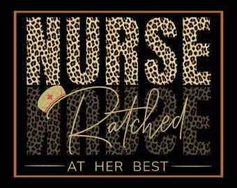 Impresión digital de enfermera con estampado de leopardo para colgar en la pared: diseño elegante