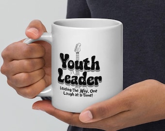 Taza de café para líderes juveniles: regalo cristiano con guitarra retro