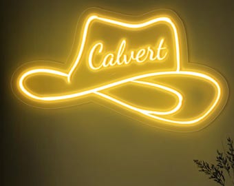 Custom Cowboy Hat LED Neon Sign, Western Decor