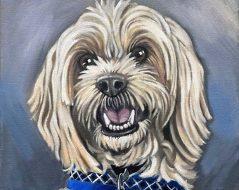 Retrato personalizado de mascota / Pintura al óleo sobre lienzo / Retrato de perro o gato a partir de foto / Personalizado