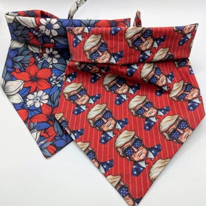 BUNDLE DEAL 2 pack Donald Trump and Floral Bandana, MAGA 2024 Pet Bandanas, Trump supporter dog Lover, Inauguration day dog Bandana