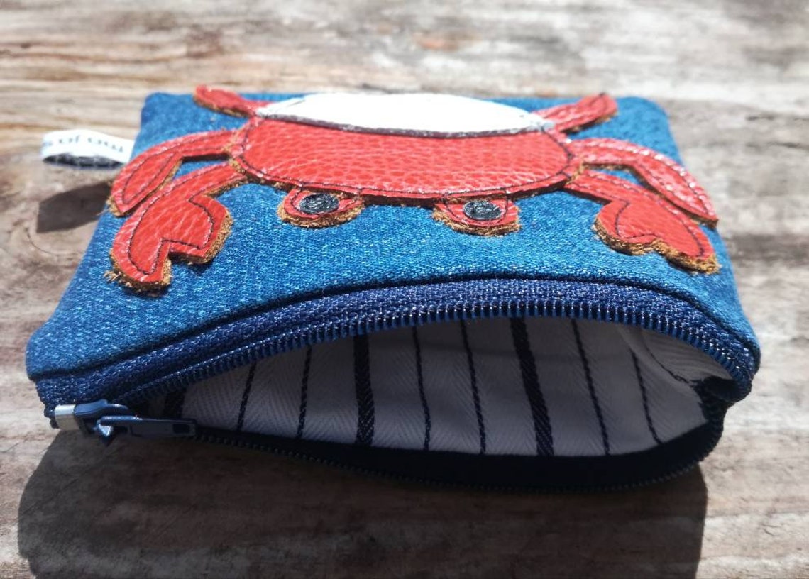 Handmade Recycled Crab Denim Purse Leather Crab Purse Seaside Etsy UK