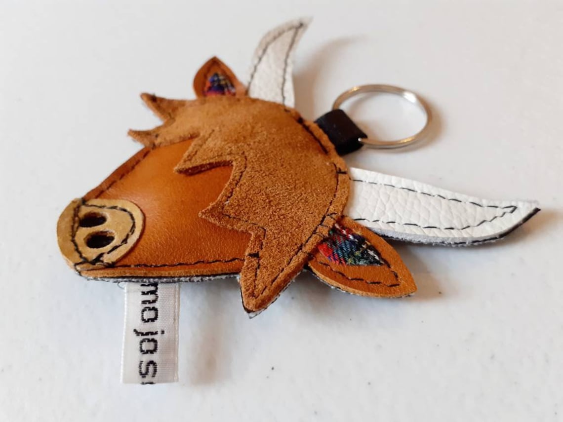 Highland Cow Keyring Leather Cow Keyring Cow Keychain Cow Etsy