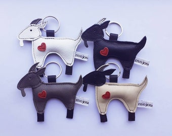 Recycled Leather Goat Keyring: Handmade Farm Animal Keychain