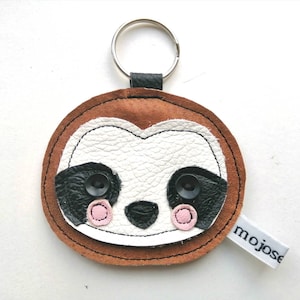 sloth keychain, recycled Leather keychain, leather sloth keychain,leather  sloth keyring, sloth keychain,sloth keyring sloth gift,mojosewsew