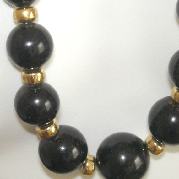 vintage black and gold gradating round beads long… - image 3