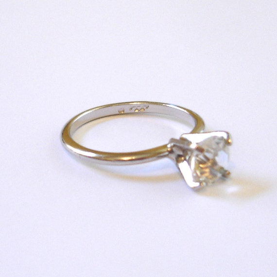 vintage Uncas faux diamond solitaire silver tone … - image 4