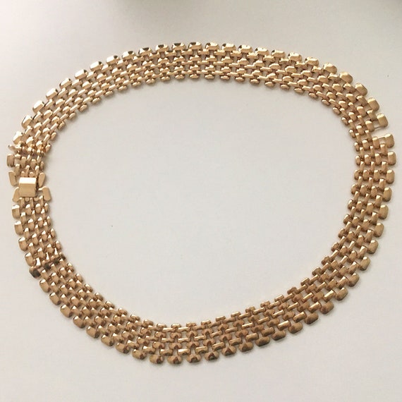 vintage gold metal Cleopatra collar geometric gra… - image 3
