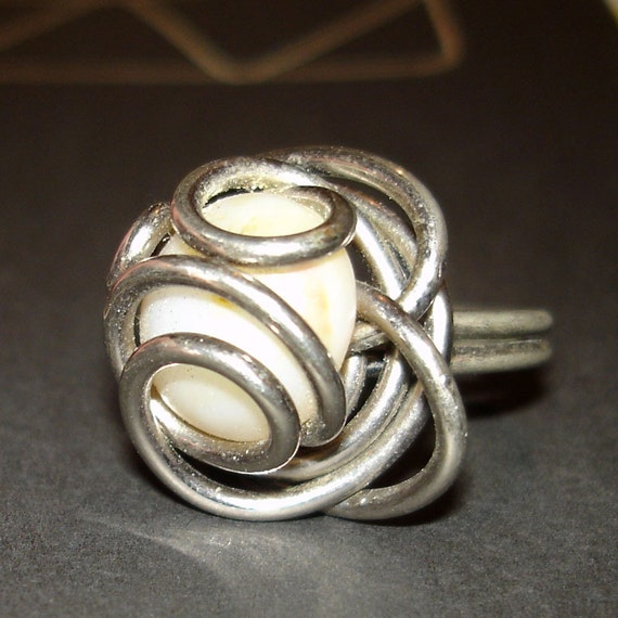vintage unusual handmade modernist twisted silver… - image 3