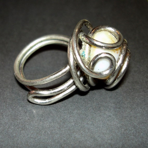 vintage unusual handmade modernist twisted silver… - image 4