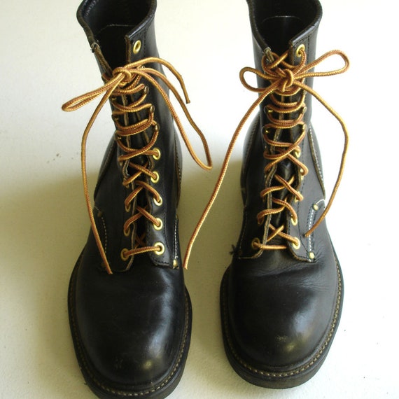 SALE Pristine Vintage Hy-test Black Leather Lace up Combat Logger Steel Toe Work Boots Unisex Mens 7-7.5 Neoprene Oil Resistant Sole - Etsy SALE Pristine Vintage Hy-test Black Leather Lace up Combat Logger Steel Toe Work Boots Unisex Mens 7-7.5 Neoprene Oil Resistant Sole - Etsy