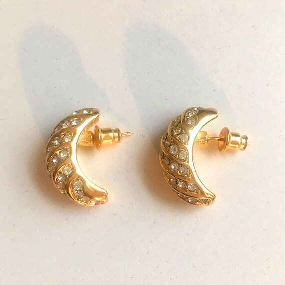 vintage golden crescent shaped shrimp semi hoop f… - image 2