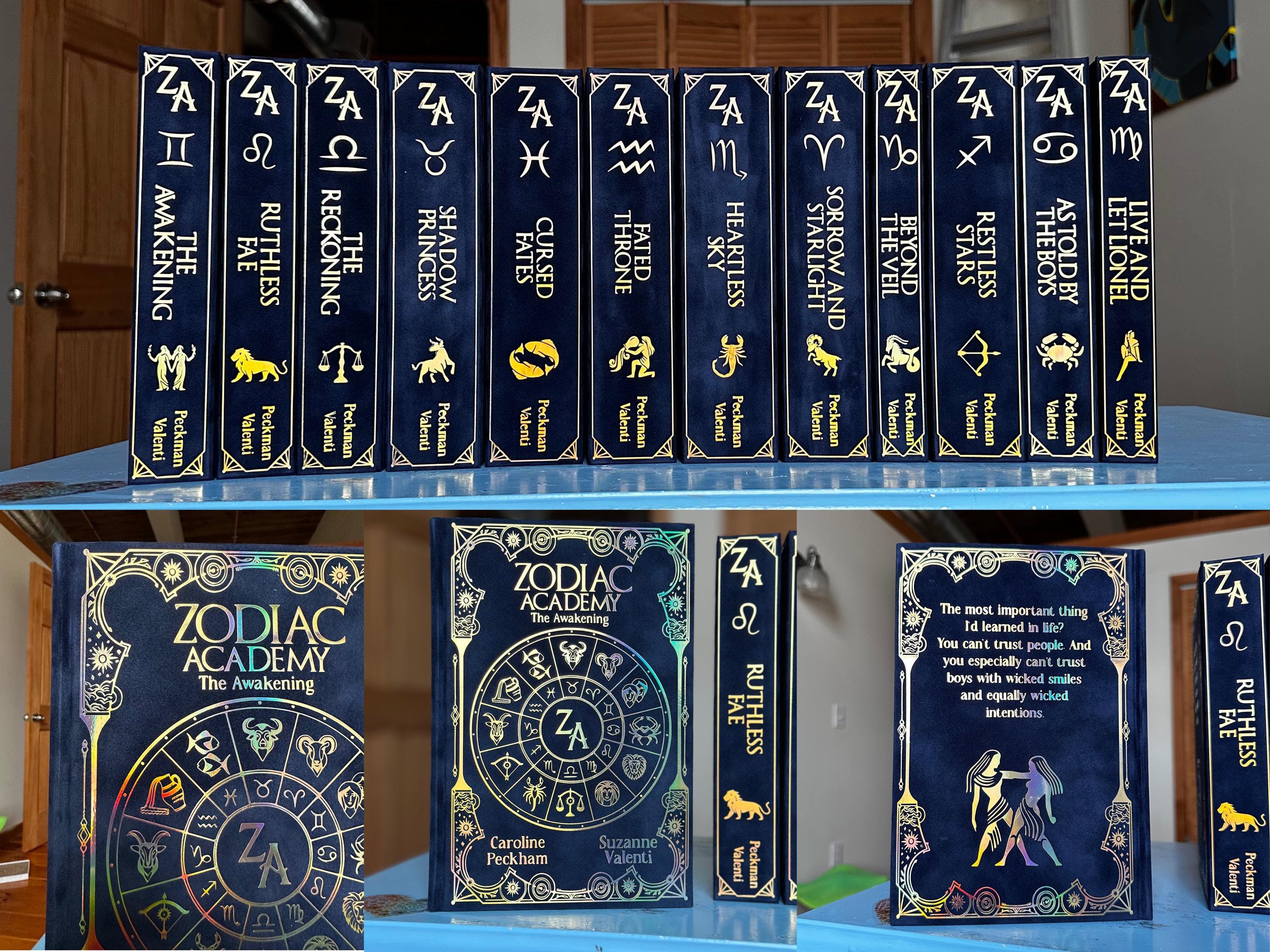 名作セット☆　Ziigaat Estrella Arcadia Hardcover Zodiac Academy Rebind Set: Gold Foil, Navy Velvet Book