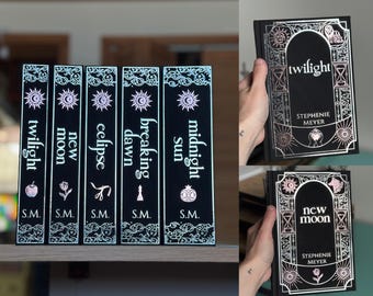 Set di rilegatura della saga di Twilight fatto a mano / Copertina rigida fatta a mano, lamina argento e oro rosa