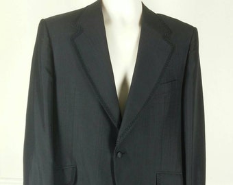 Black tuxedo jacket suit coat with braid trim 44R