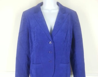 Vintage 1970s blue ultra suede skirt suit size 14 bust 40