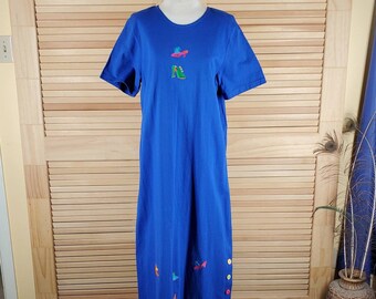 Mittu's blue cotton maxi dress with embroidered fashion shoes Size S