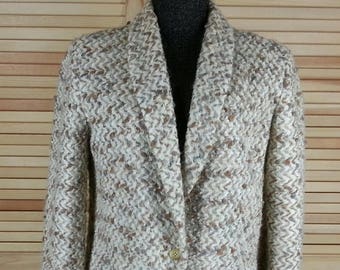 Vintage 80s silk lump cropped blazer jacket one button Dana Point Ltd. size medium chest 42