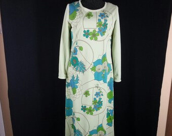 Vintage 70s Alfred Shaheen Hawaii maxi floral print dress