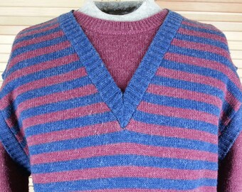 Vintage 80s Levi's striped pullover sweater size L large chest 44 relaxed