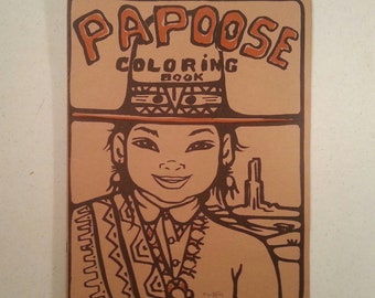 Vintage 50s Papoose Coloring Book Gerda Christoffersen Rimrock City souvenir