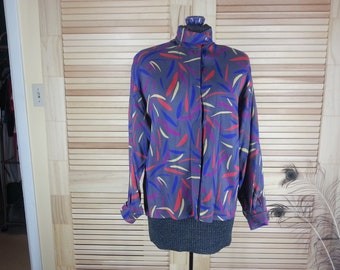 Vintage 90s wool long sleeve blouse shirt Size 10 chest 22in. (44in. around)