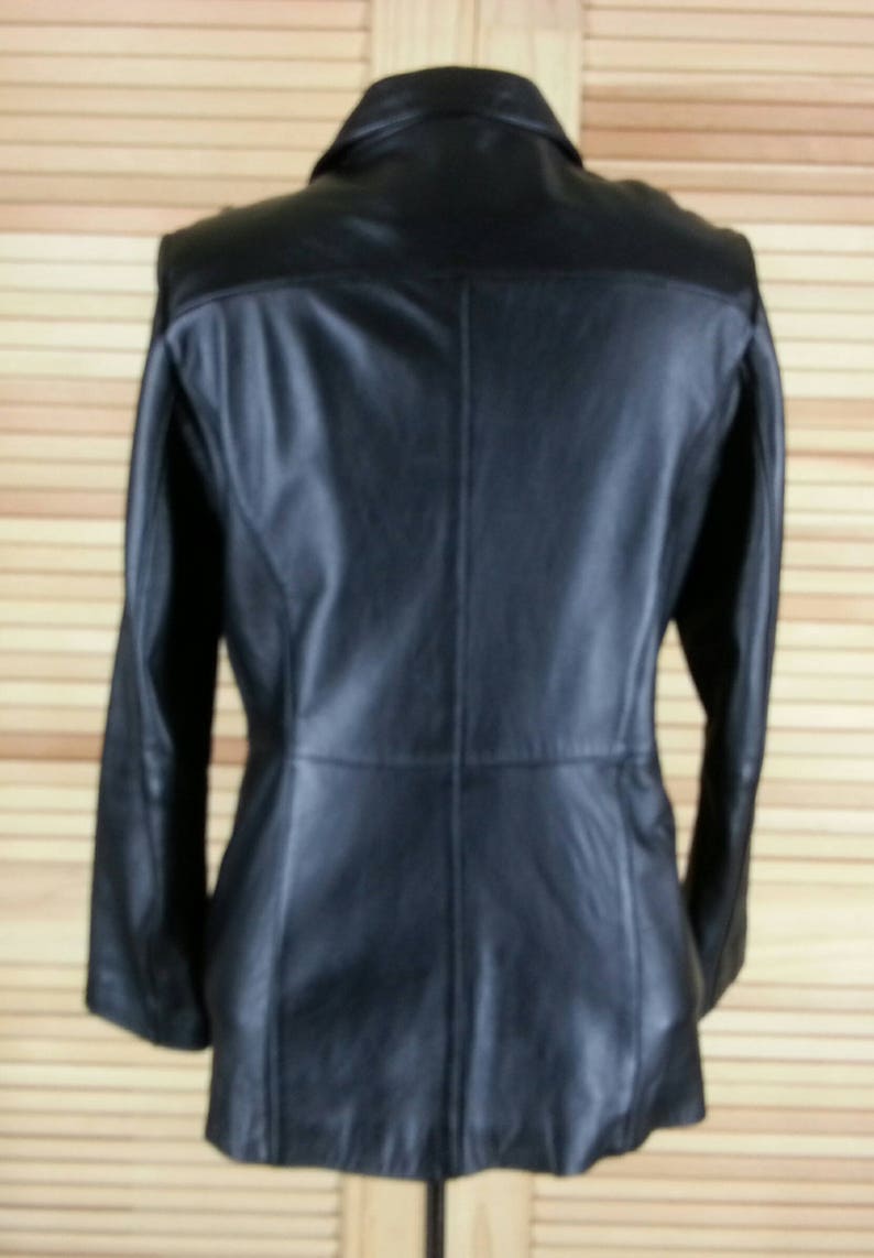 Vintage 90s lambskin leather black mens coat Croft /& Barrow size M medium chest 44