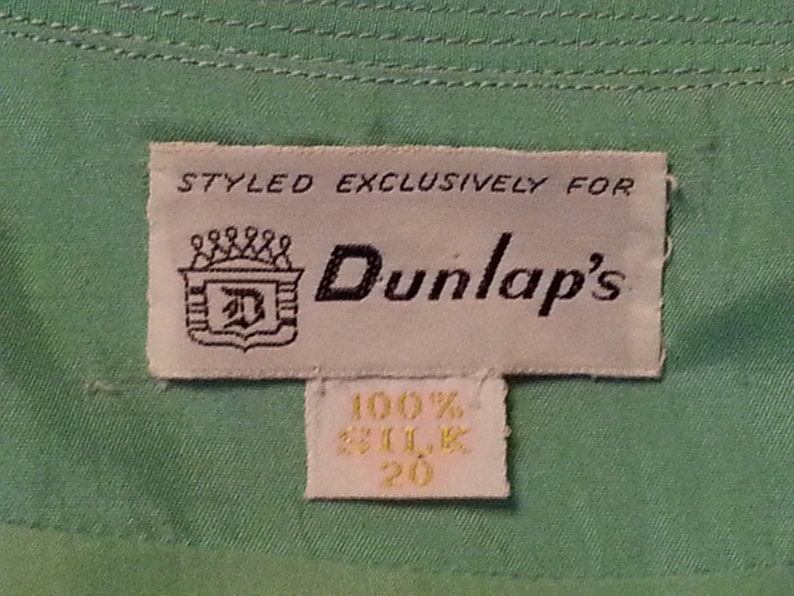 Vtg NOS early 70s 100/% silk aqua green shift dress with cord tie Plus size 20 chest 46in.