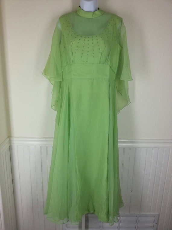 Vtg Mint Green Chiffon Formal Dress With Rhinestone | Etsy