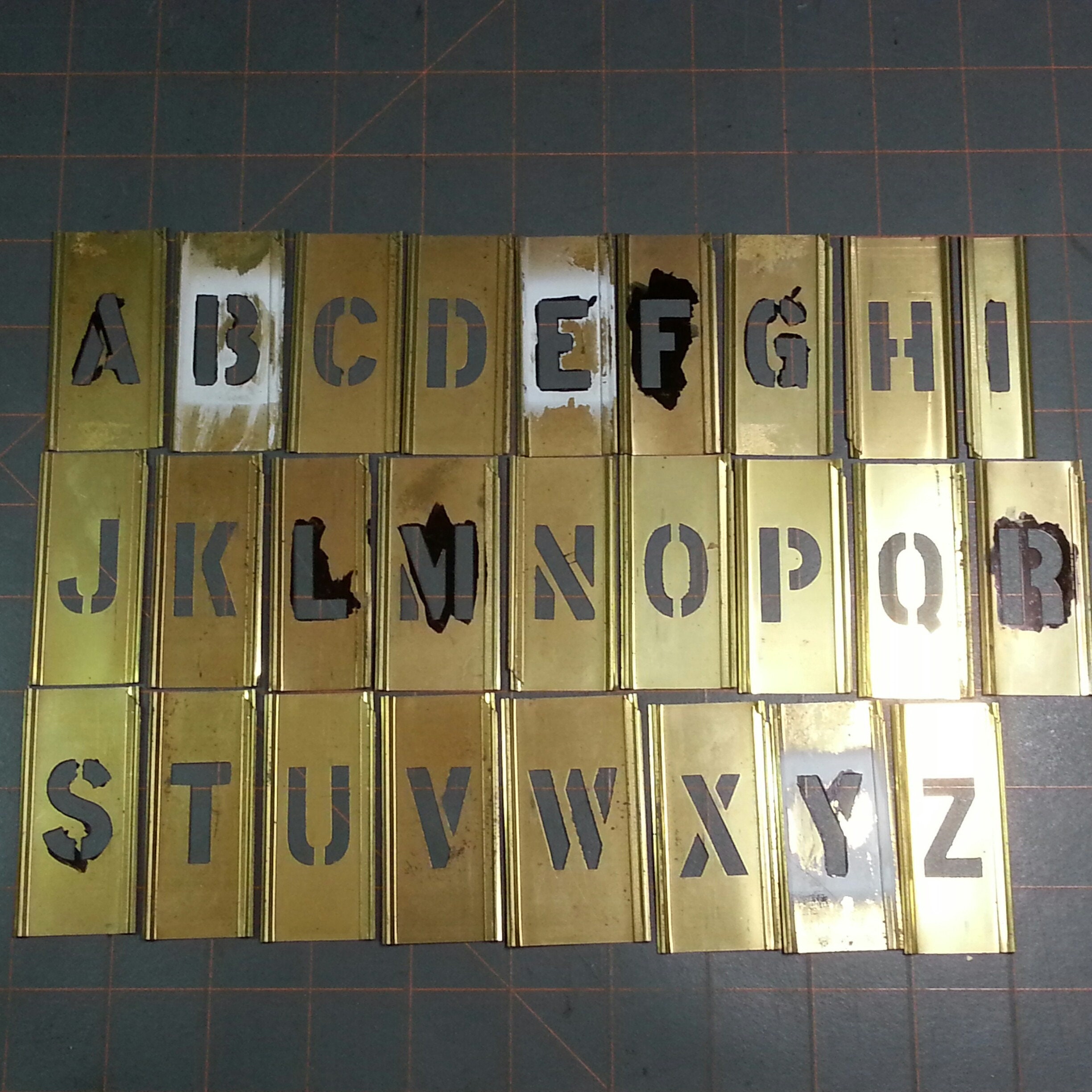Vintage 1 inch brass alphabet and numbers stencil set Etsy