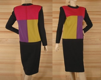 Vintage 80s Designer Guy Laroche Wool Dress Size 6 b38 h38