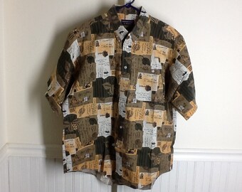 Roundtree & Yorke camp button down shirt size large chest 52