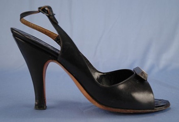 black slingback open toe shoes