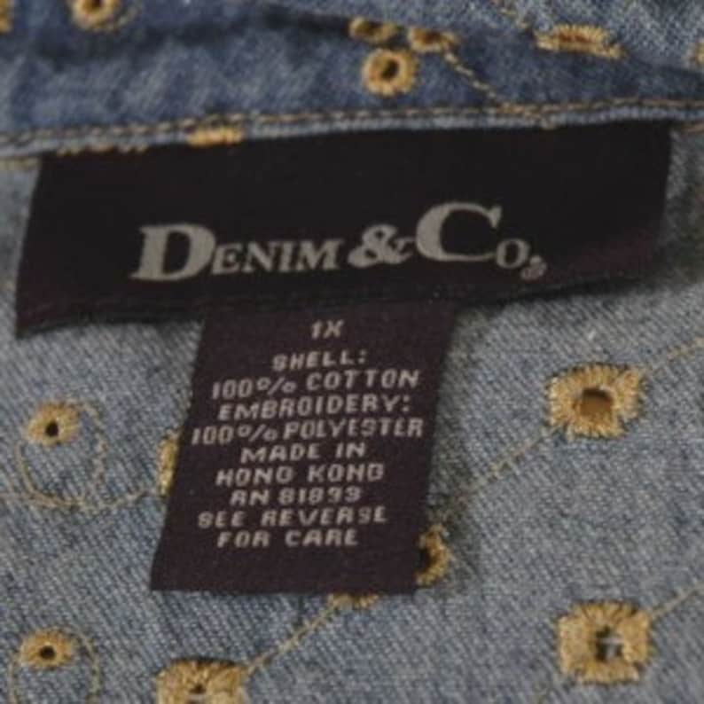 Denim Embroidered Shirt Size 1X chest 50 Denim /& Co.