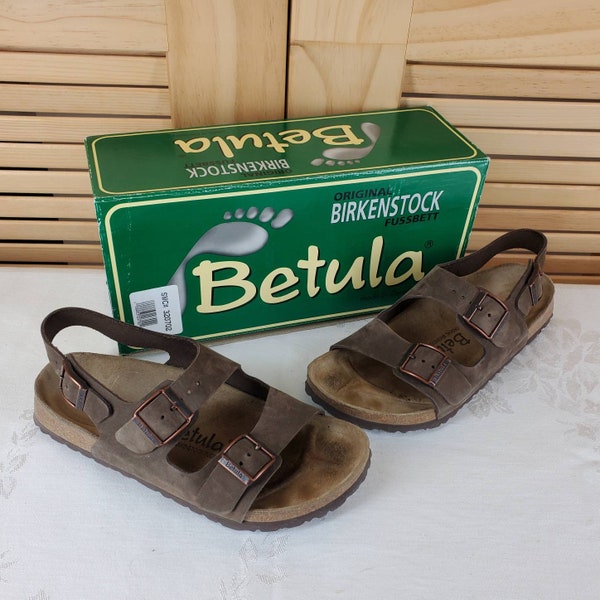 Birkenstock Betula Birk Birki leather sandals Nubuck Mocha Size 38 Womens 7 Mens 5 Made in Germany