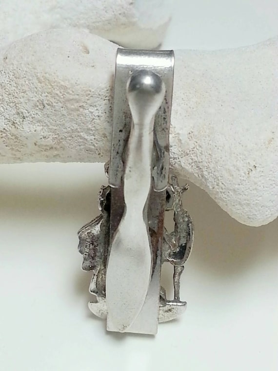 Vintage St Christopher sterling silver tie clip b… - image 4