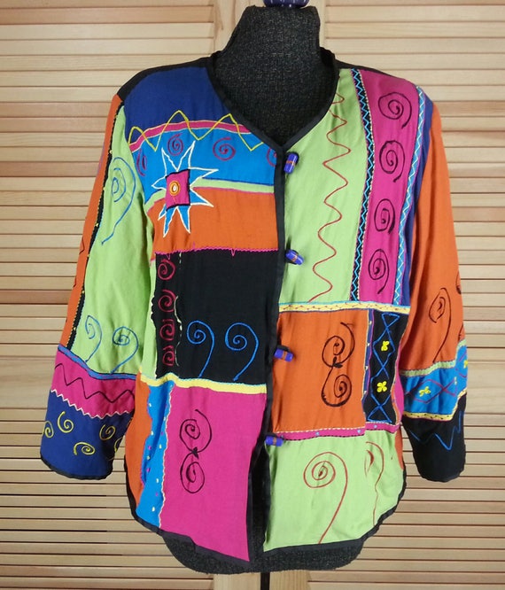 Vintage colorful southwest design jacket embroidery | Etsy
