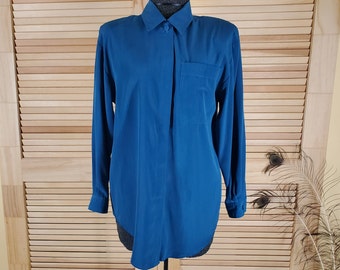 Christie & Jill greenish teal long sleeve blouse top size small chest 42
