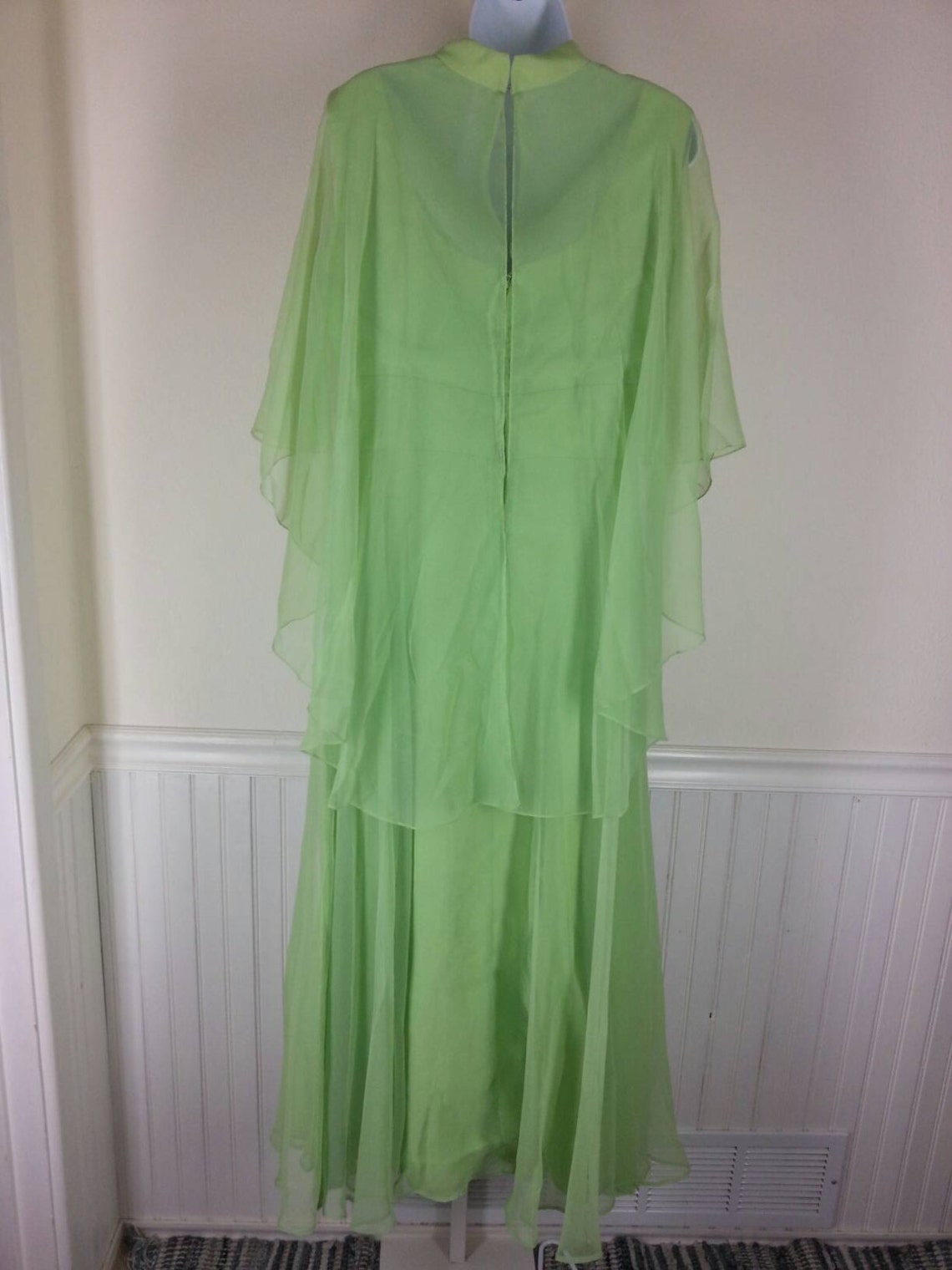 Chiffon Dress with Rhinestone-Adorned V-Neck Mint Green Plus Size main image 1