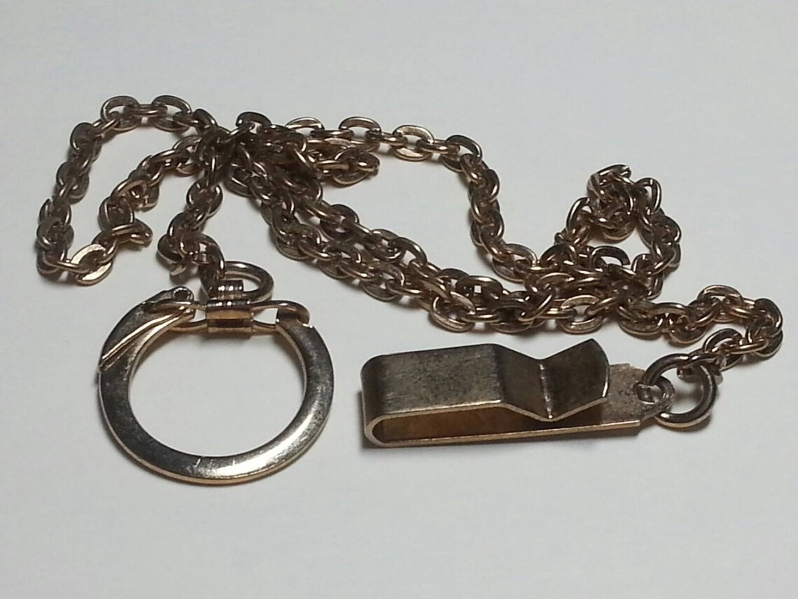 Vtg watch fob chain in gold tone metal Etsy
