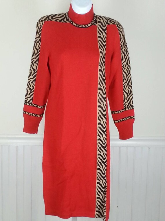 red knit sweater dress