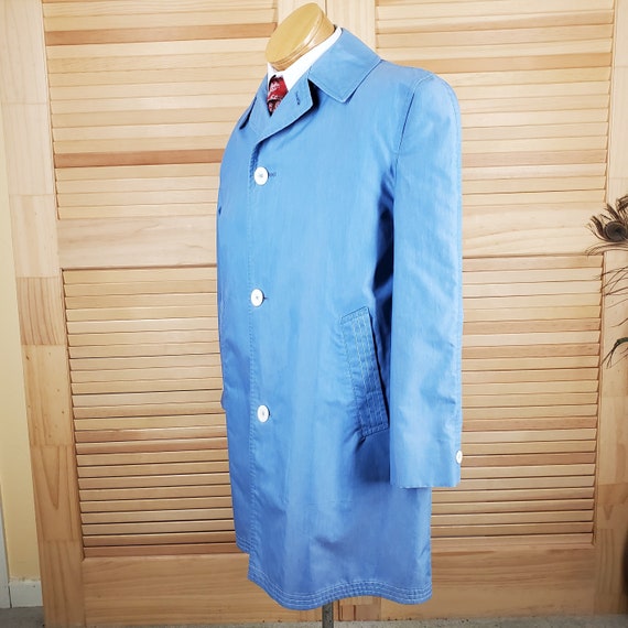 Vintage mens blue raincoat Sakowitz Houston Chris… - image 2