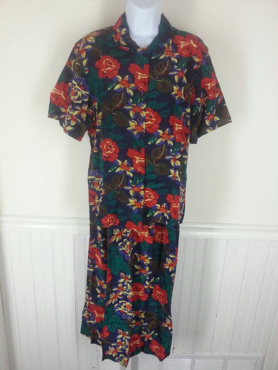 Talbots 100% silk Hawaiian print skirt and top ou… - image 2